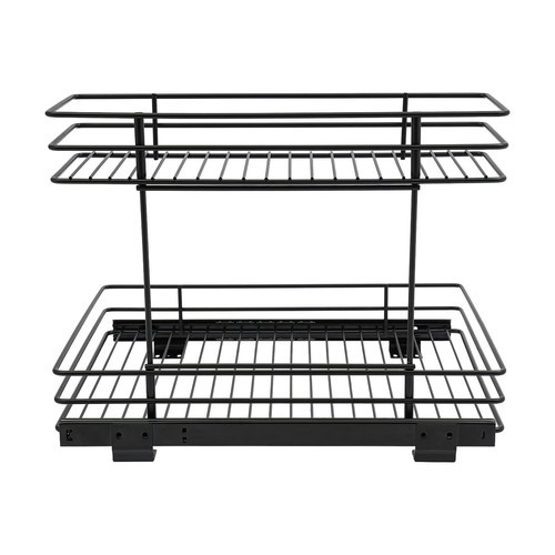 2-Tier Pull-out Cabinet Storage Rack, Sliding Out Storage Rack Under Sink, Black