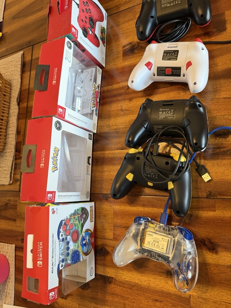 Nintendo Switch Controller Bundle Lot 3x Pokemon Pikachu, Mario & Sonic Wireless