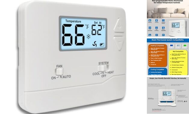 NonProgrammable Thermostat for Home, Digital Energy-Saving White