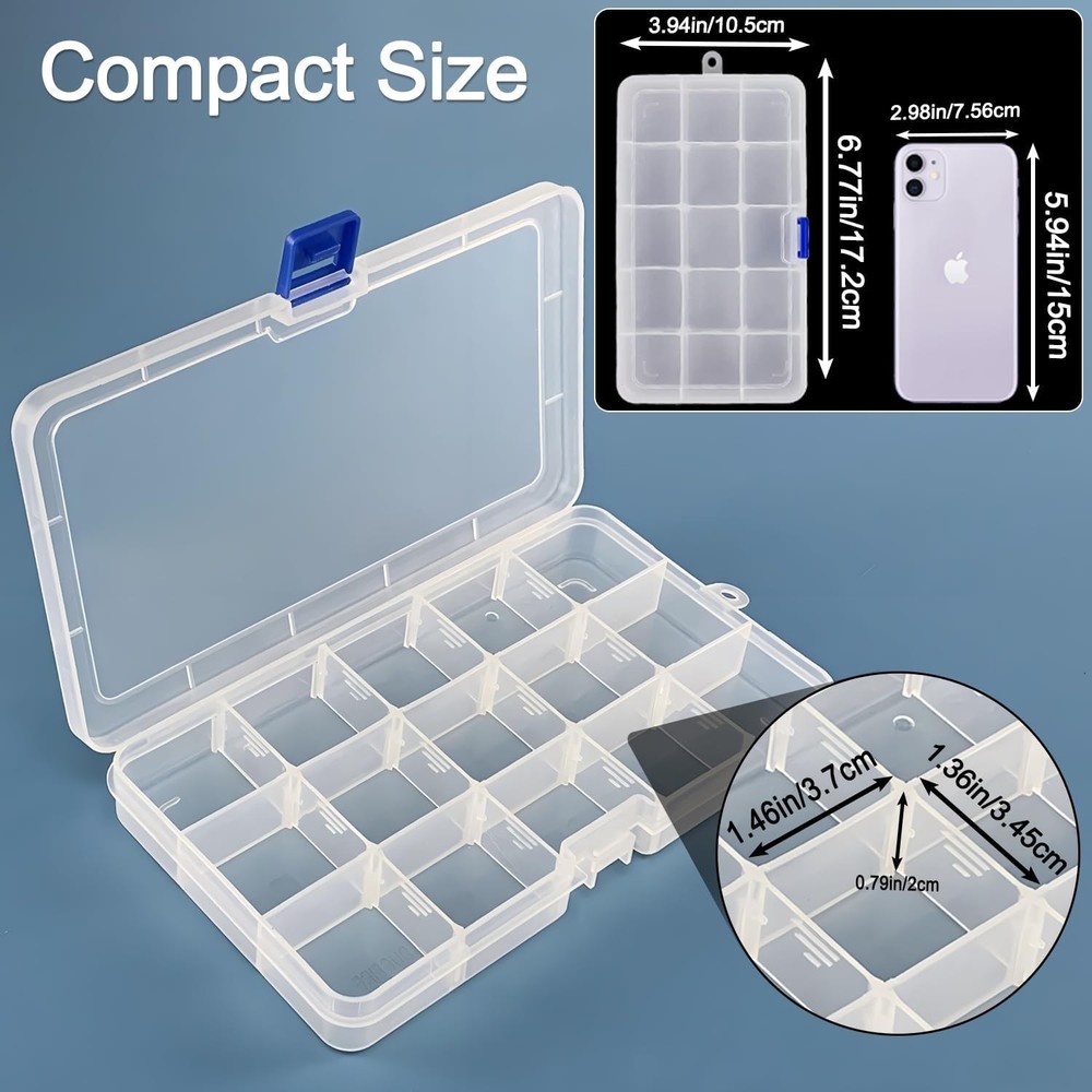 15-Compartment Bead Organizer Box - 12 Pack Adjustable Storage for Crafts & J...