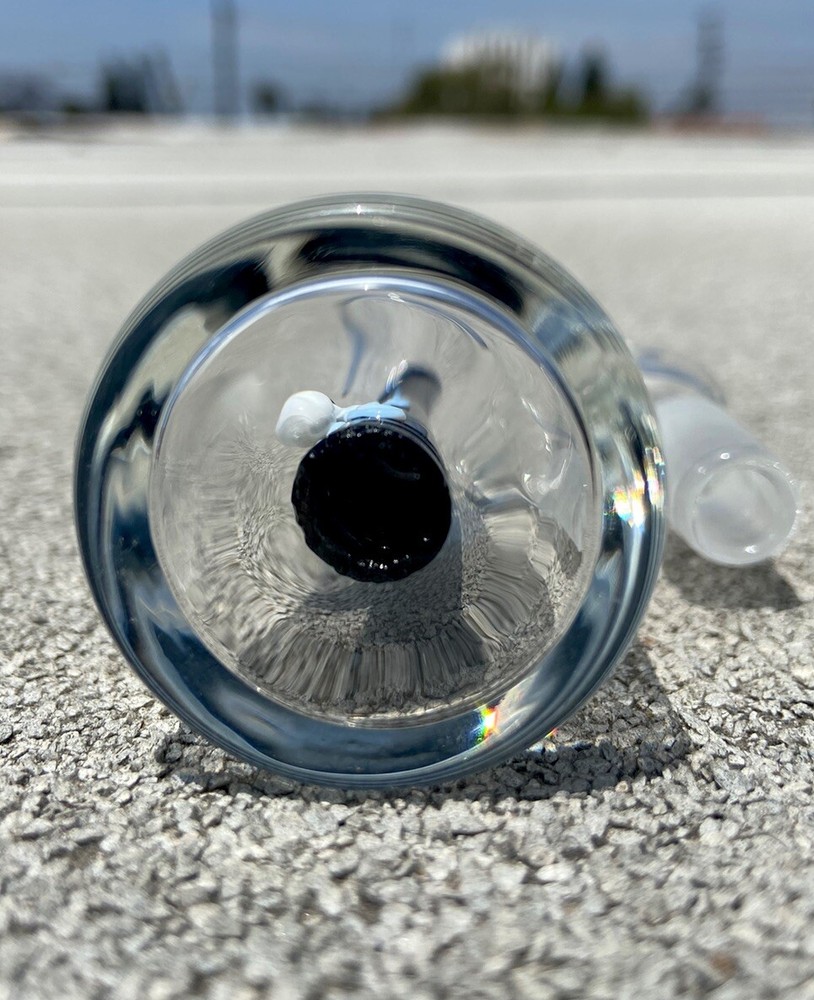 14mm Glass Ash Catcher Bowl black Downstem Fixed white Octopus