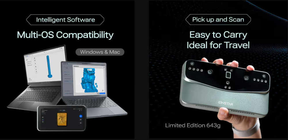 EinScan Vega Handheld 3D Scanner – Fast, High-Precision Scanning with LED Light!