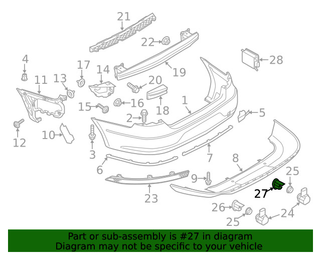 Genuine Volkswagen Park Sensor Bracket 3C8-919-491-C