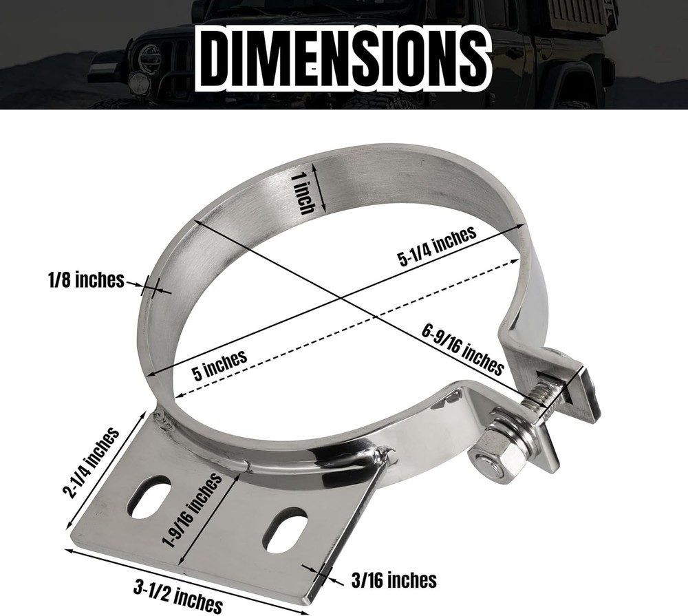 5" Exhaust Stack Mounting Bracket For Peterbilt 379 359 1987-1993 Replace 10294