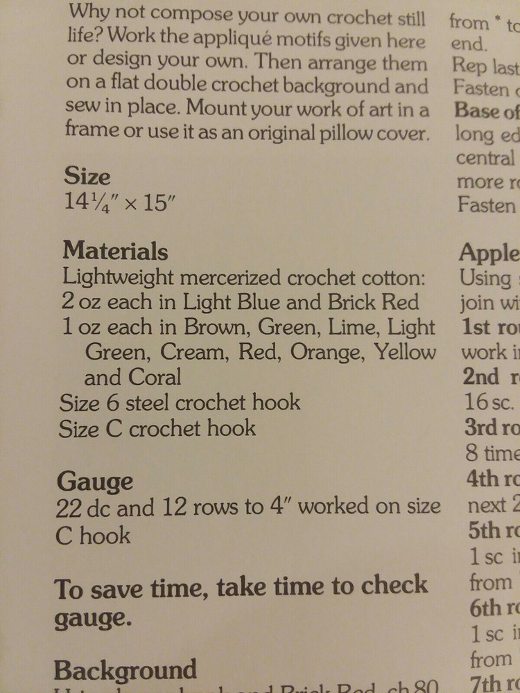 Applique Picture crochet PATTERN INSTRUCTIONS FREE SHIPPING