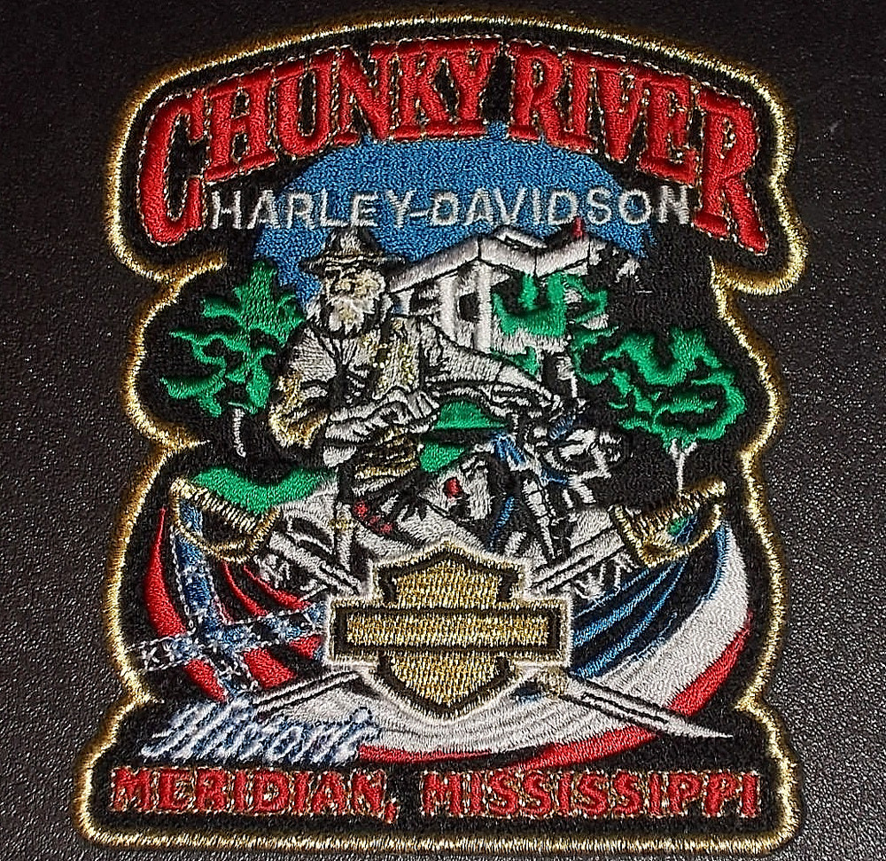 CHUNKY RIVER HARLEY DAVIDSON *** Meridian , MS *** Cloth Embroidered Patch ***