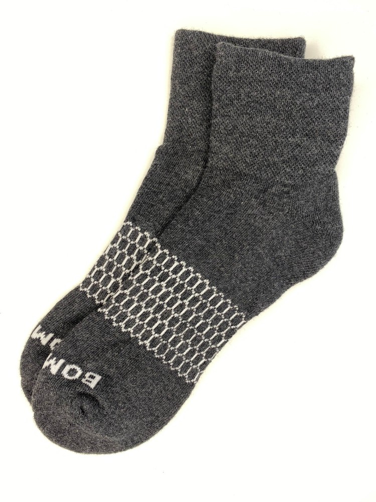 [3 Pack] Bombas Dark Charcoal Solid Pique Quarter Socks