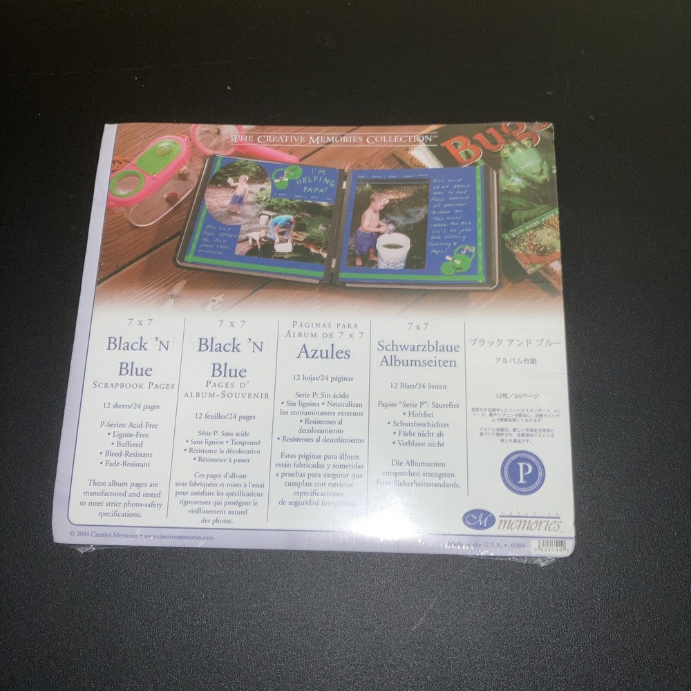 Creative Memories 7 x 7 Black 'N Blue Scrapbook Refill Pages