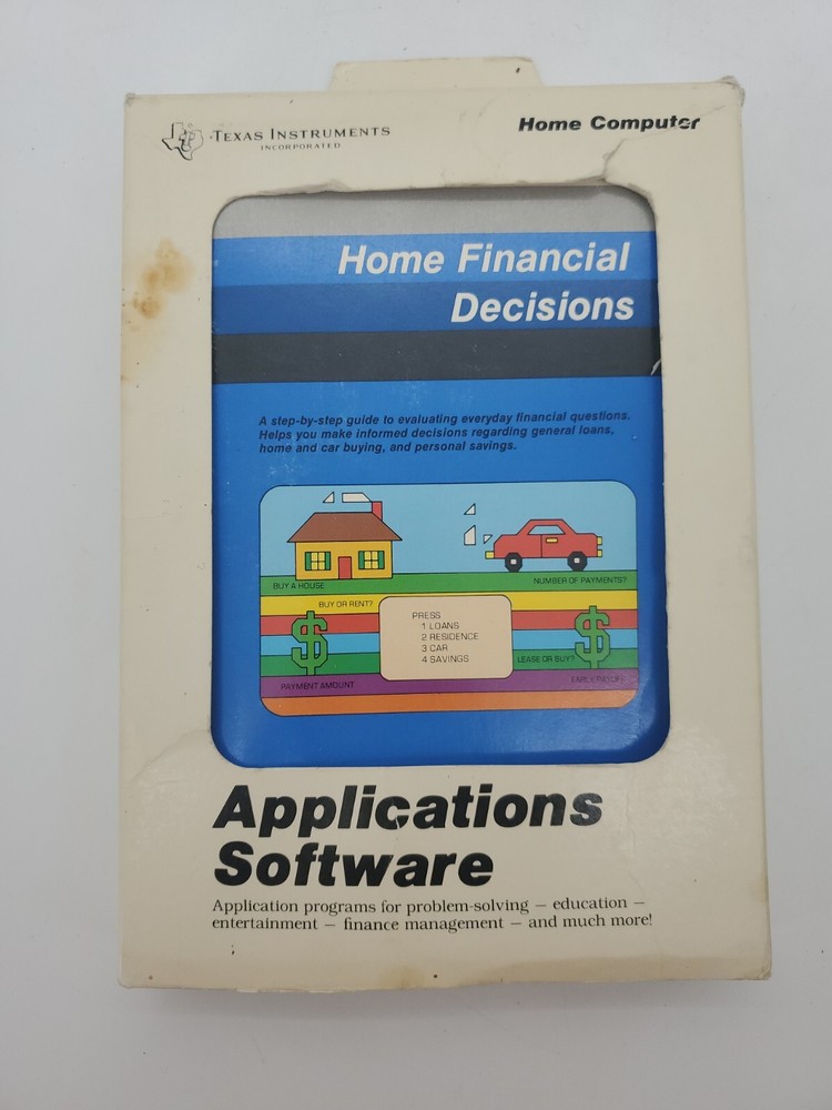 Texas Instruments Computer Software TI-99 Home Financial Decisions Tested