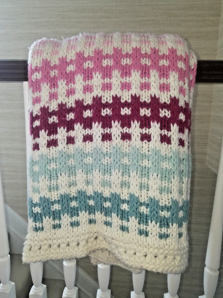 Hand Knitted 72 x 48" Acrylic Throw Blanket