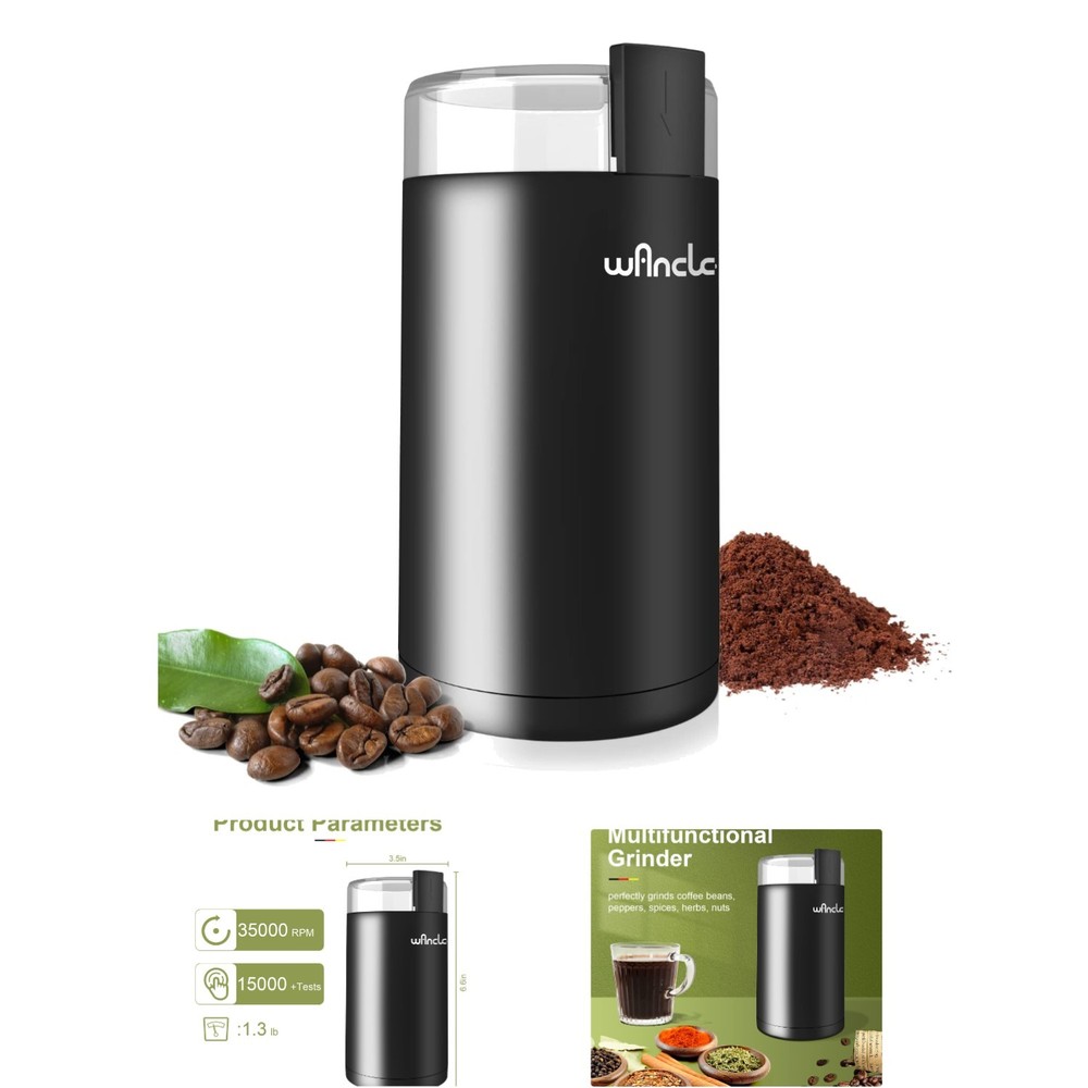Compact Electric Coffee Grinder - One Touch Operation with Stainless Steel Blade