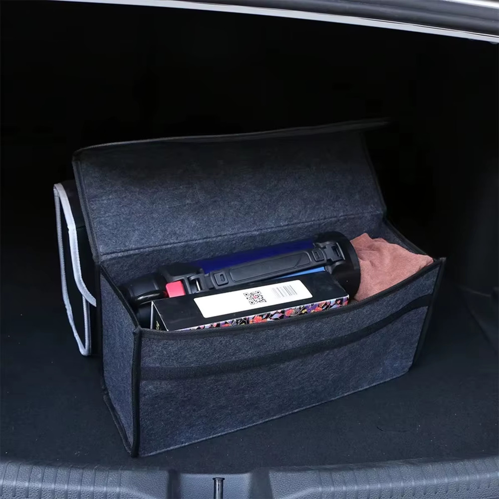 Foldable Car Trunk Organizer Felt Storage Box Cargo Bag Gray