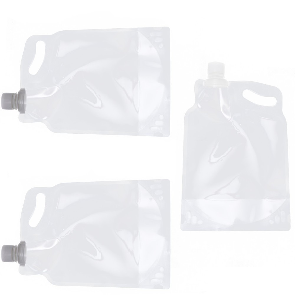 3pcs 2L Water Pouch Portable Foldable Water Bag Container Jug