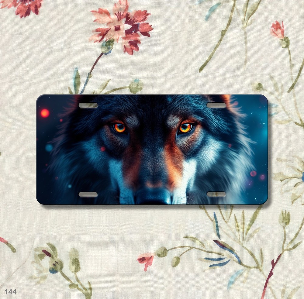 Hyperrealistic Wolf License Plate Your Text Decorative Plate Special Gift