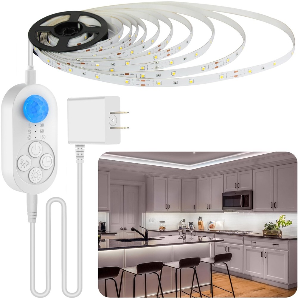 Motion Under Cabinet Light, Plug-in Under Cabinet Lighting with Dimmer, Delay...