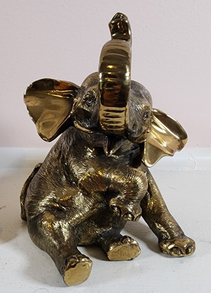 Vintage Elephant Bookends Gold Tone