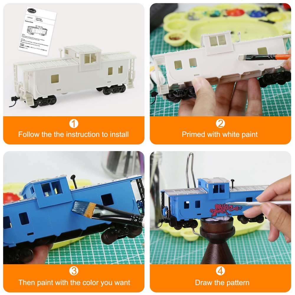 2 Units Evemodel HO Scale 1:87 Unpainted Unassembled 36' Wide Vision Caboose DIY