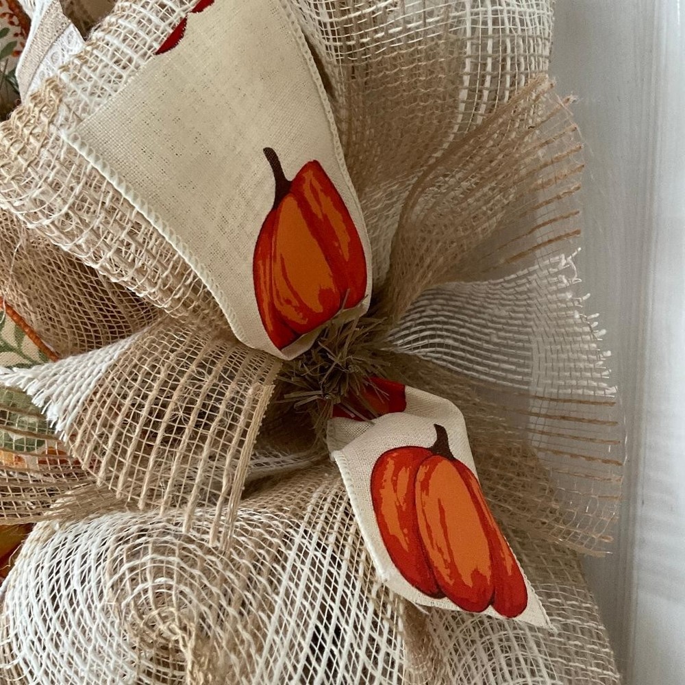 Hello Little Pumpkin Handmade Deco Mesh Wreath