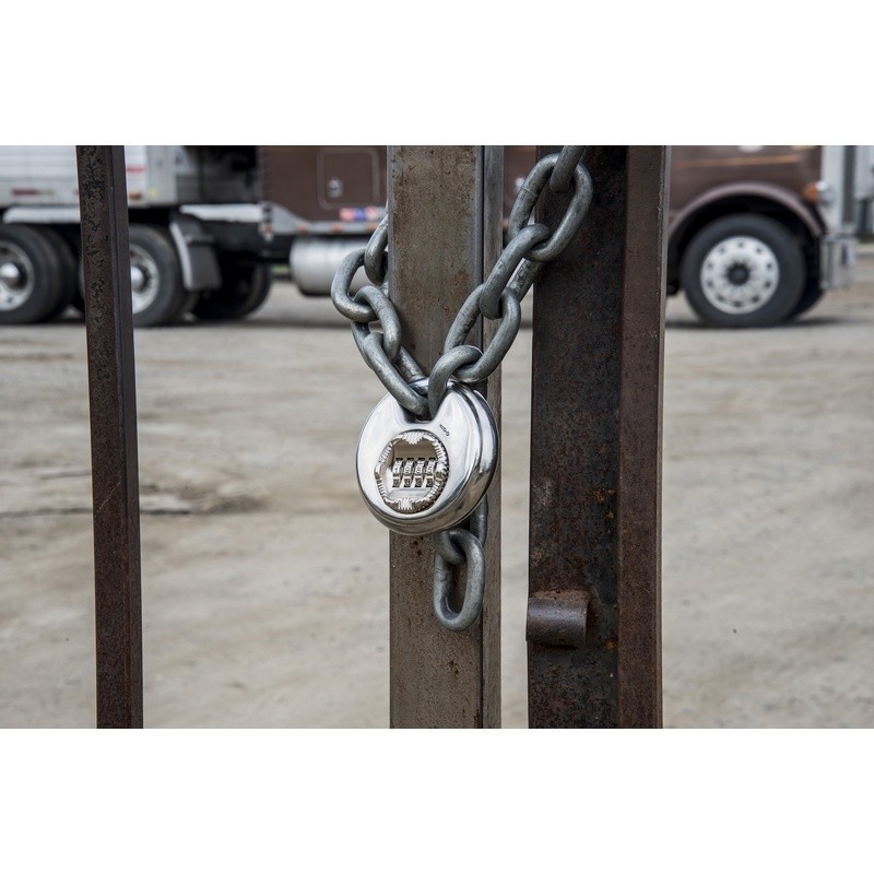 Resettable Discus Padlock 80mm 5500 lbs Cut Resistant Security Lock 4 Dial Combo