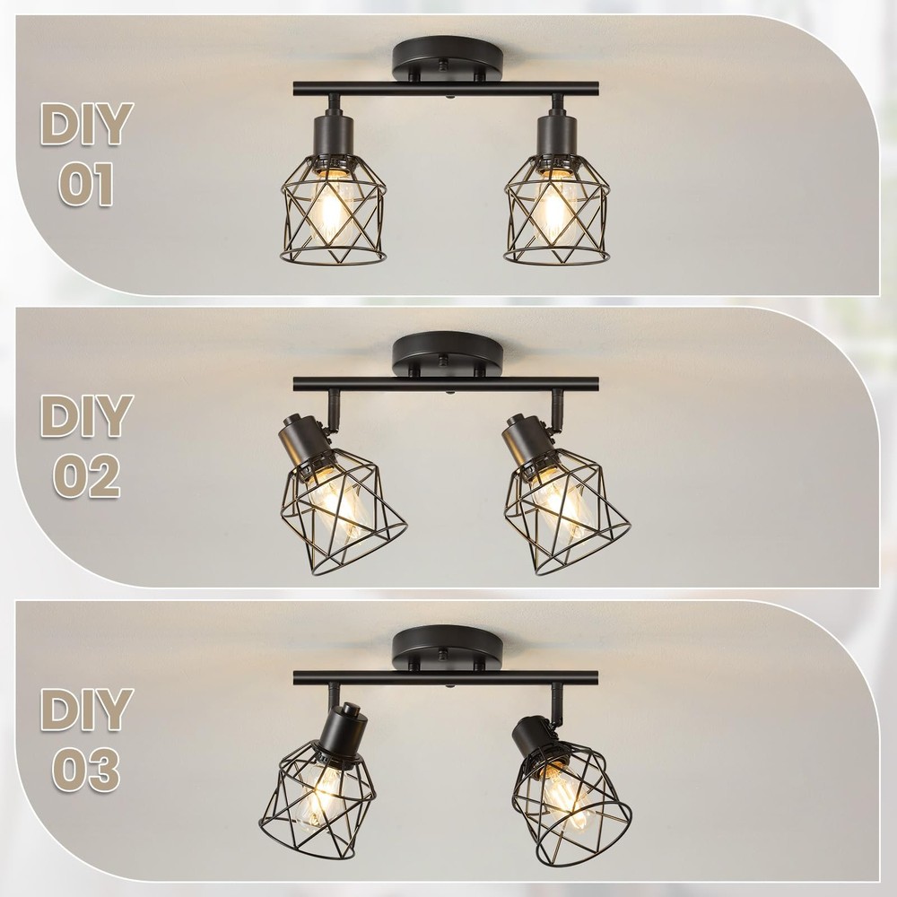 2-Lights Kitchen Track Lighting, Adjustable Multi-Directional Ceiling Light F...
