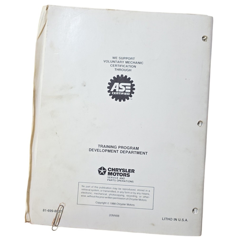 Chrysler Automatic Temperature Control Service Manual Training Program