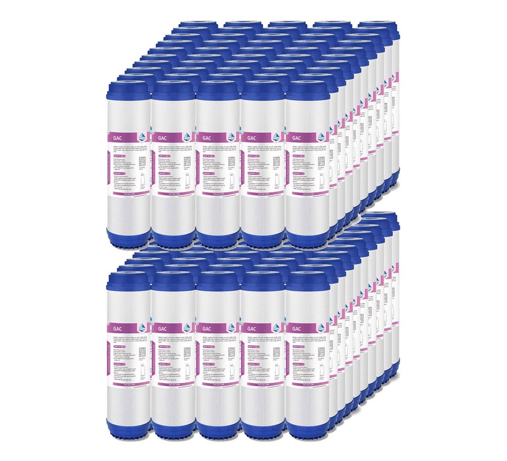 100 Pack 10"x2.5" 5 Micron Granular Activated Carbon Water Filter Whole House RO