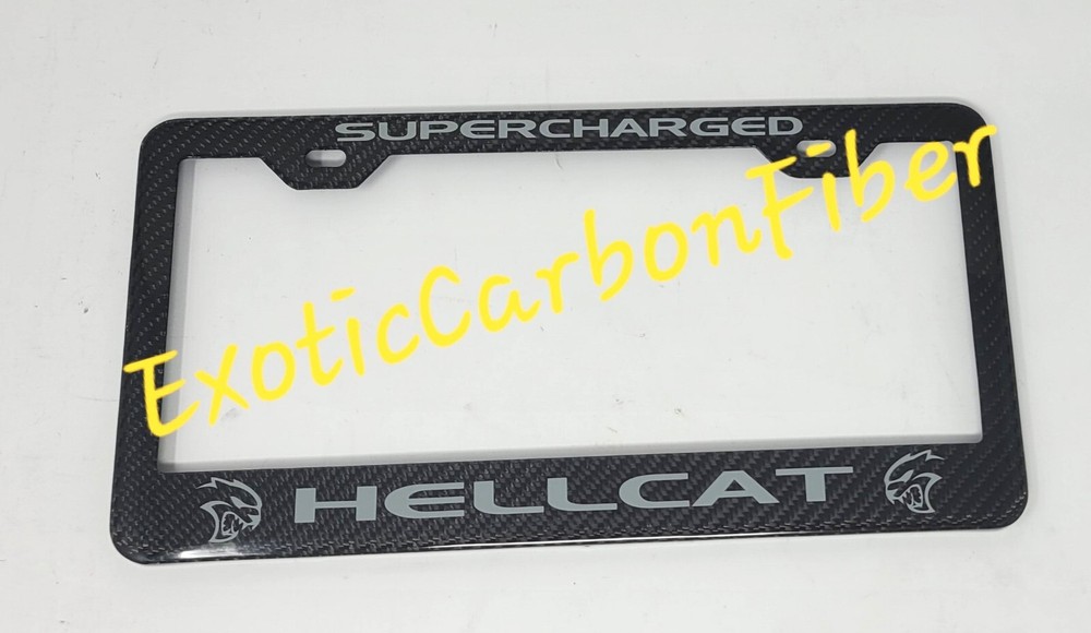 Hellcat Destroyer Grey Carbon Fiber license Plate Frame 2x2 Gloss