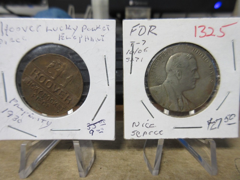 (2) Hoover & Roosevelt Prosperity Tokens