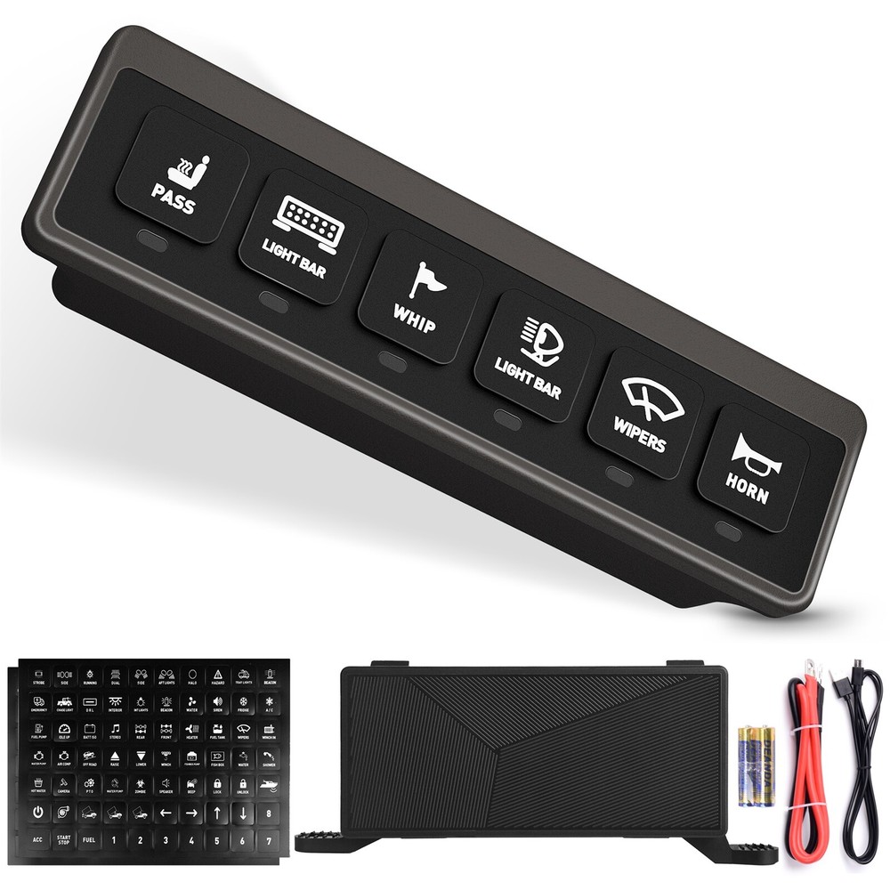 Wireless 6 Gang Switch Panel Led Light Bar Switch Panel Led Flash Toggle Switch