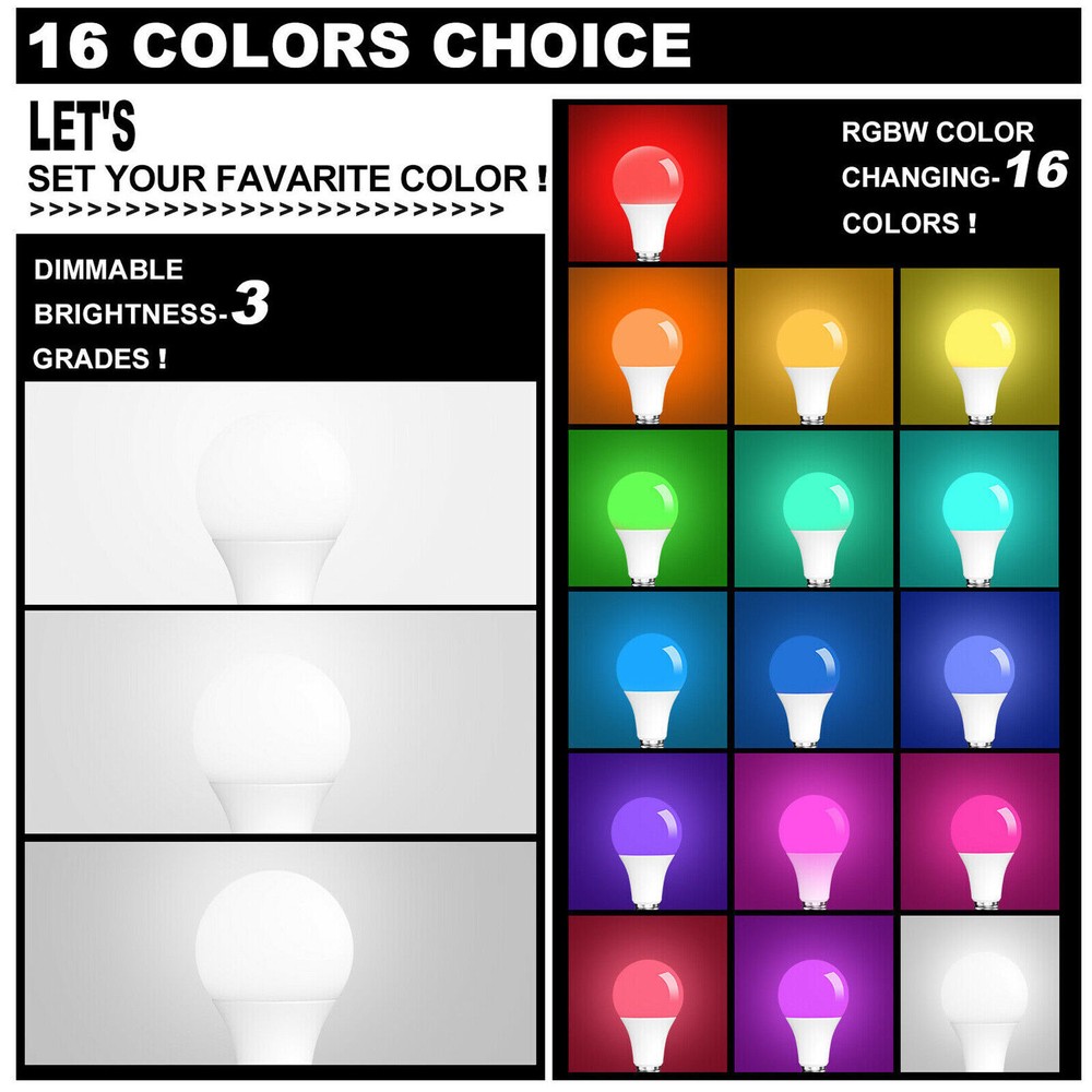 16 Color Changing Magic Light E27 RGB LED Lamp Bulb with Wireless Remote Control