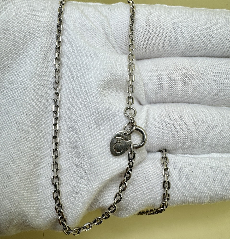 925 Sterling Silver 2mm Oxidized Angled Solid Cable Chain Necklace 5.7g - 7.7 g