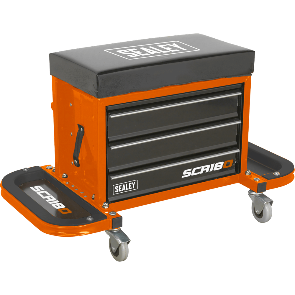 Sealey Mechanics Rolling Tool Box Seat Orange 670mm
