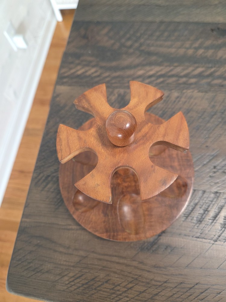 Vintage Beautiful 6-Pipe Solid Hardwood Smoking Pipe Rack, Handmade Solid!