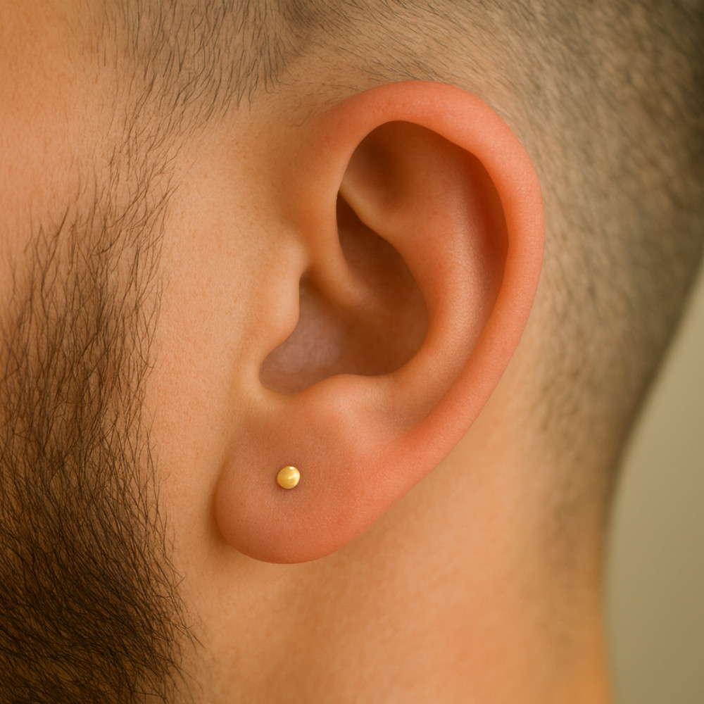 Mens Stud Earrings - Small Circle Studs