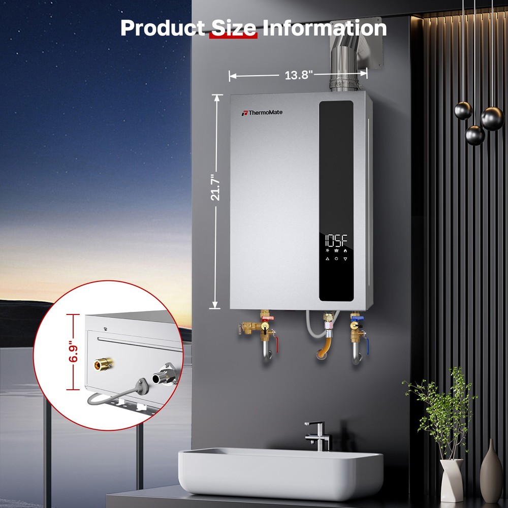 ThermoMate 5.28GPM Condensing Tankless Water Heater 114KBTU 0.86 UEF Natural Gas