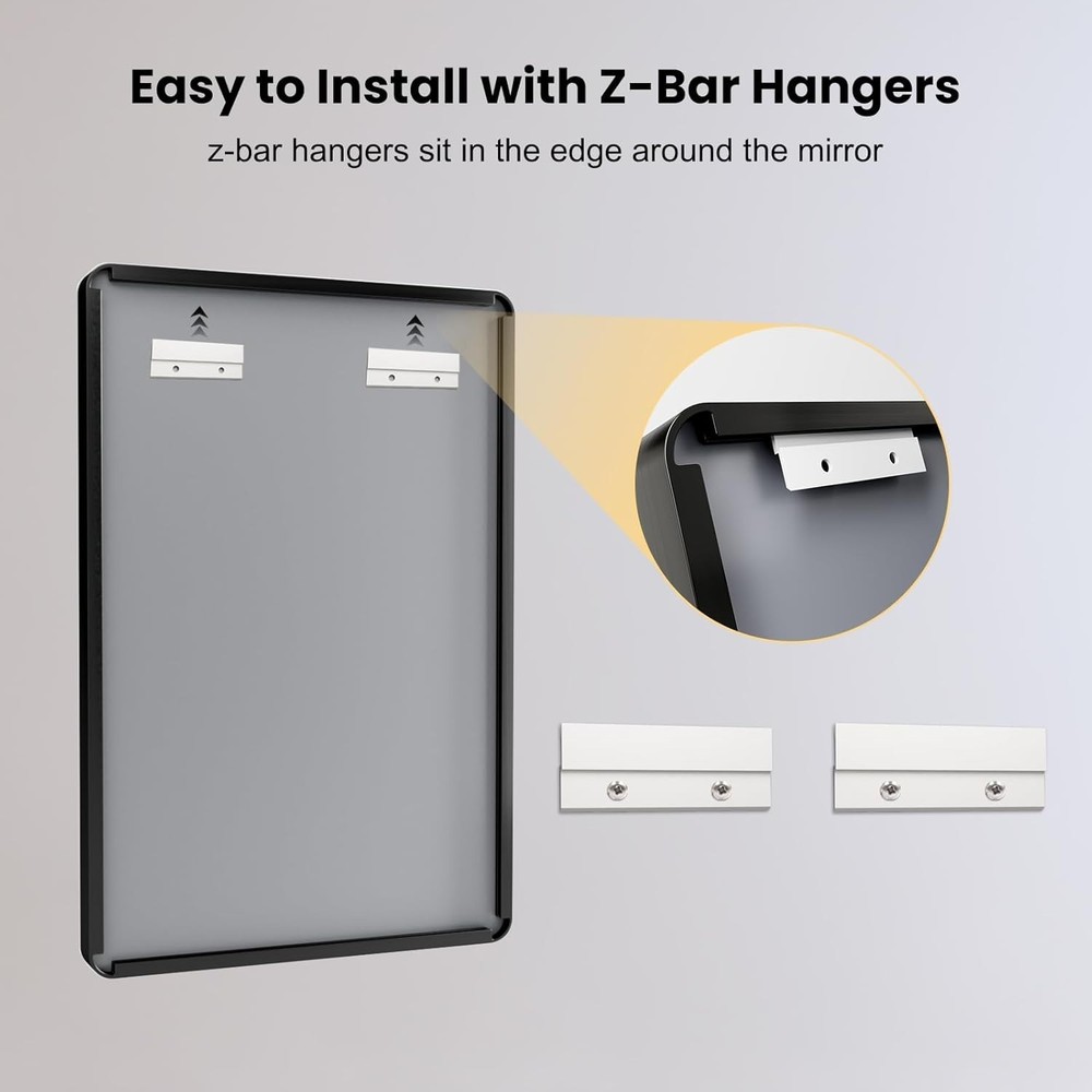 Stylish Rounded Rectangle Matte Black Mirror - Anti-Rust & Shatterproof Design