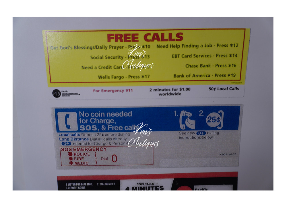 A Sheet w/4 Diff New Infor. Card Inserts w/ 1 Window for W/E SingleSlot Payphone