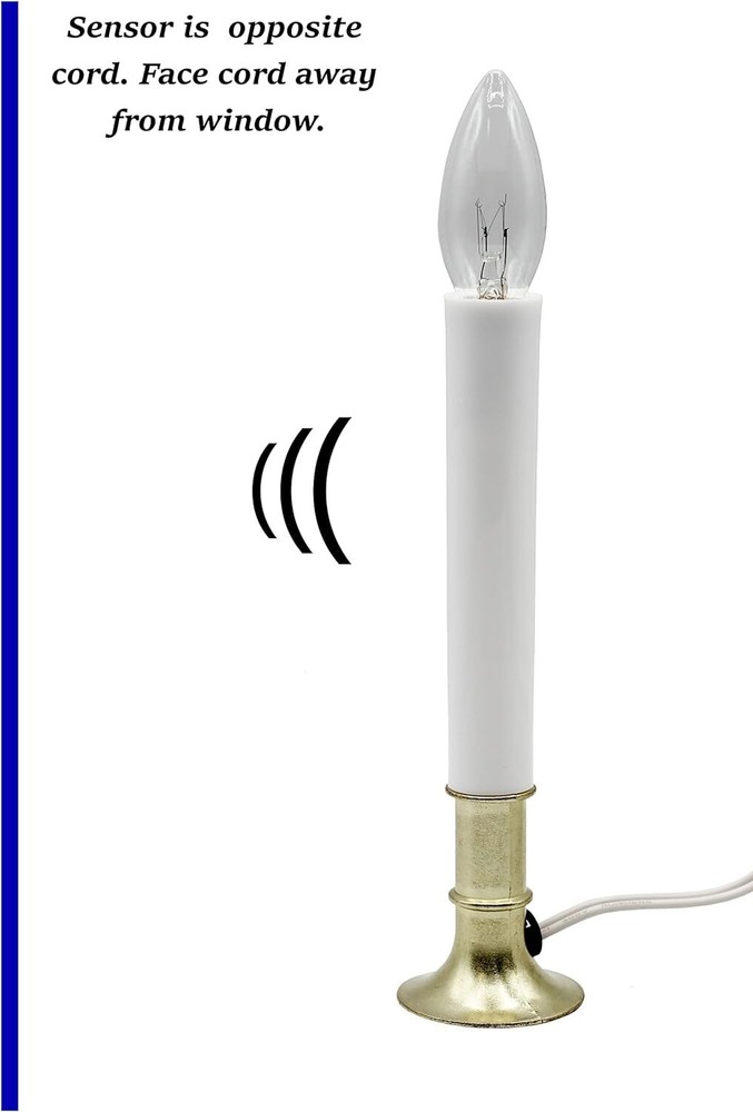 Creative Hobbies Electric Window Candle Lamp with Brass Plated Base, Dusk to