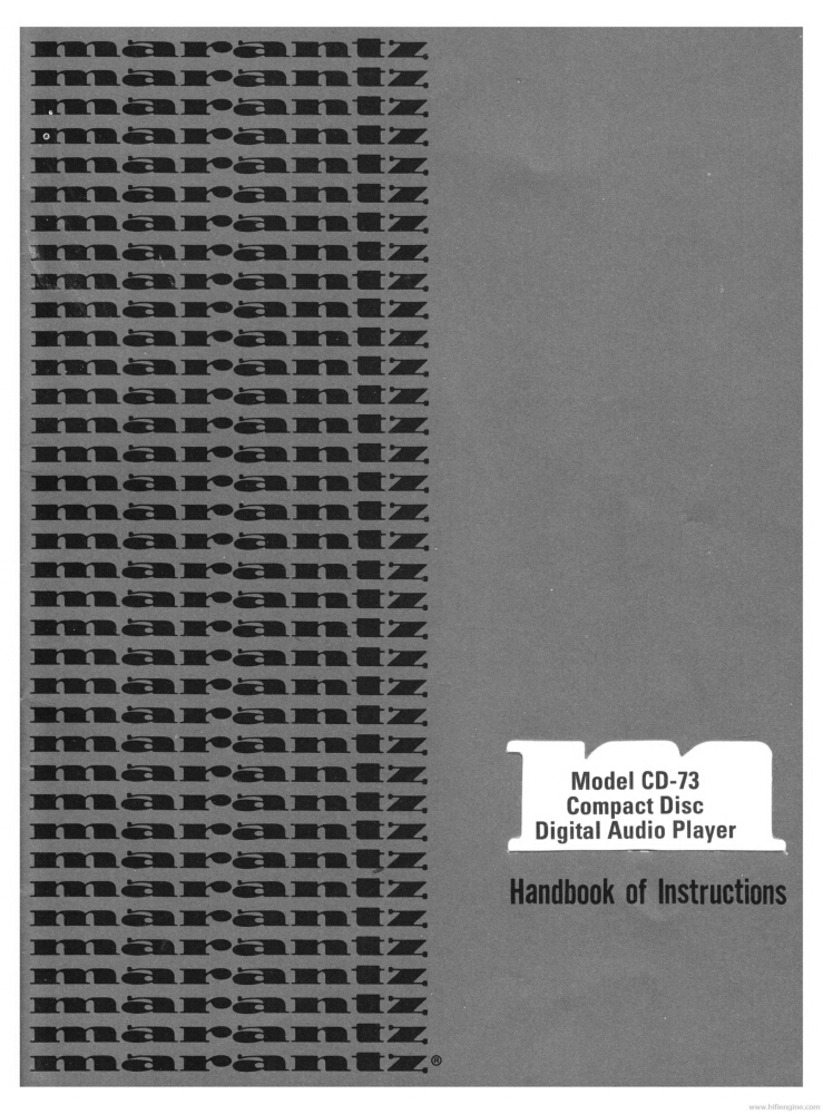 Marantz CD-73 CD Player Owners Instruction Manual