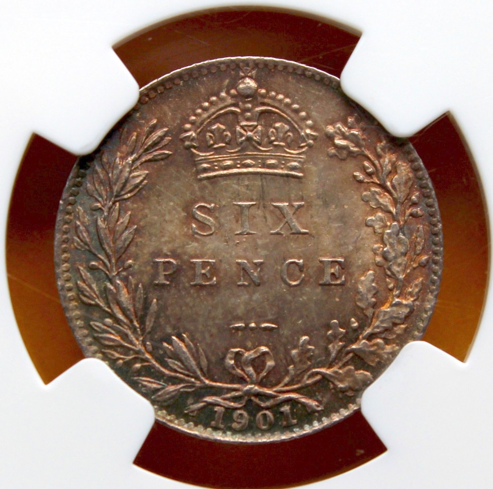 Great Britain 1901 Six Pence NGC Graded MS 65