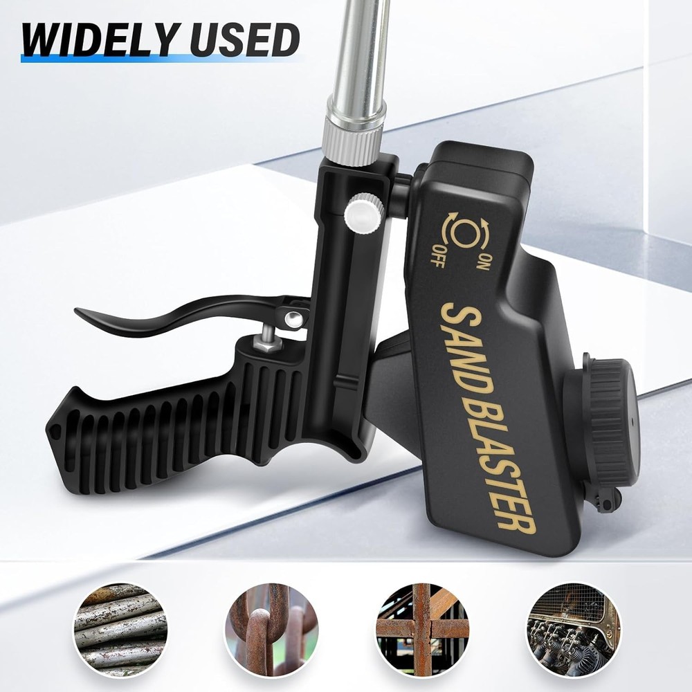 Black Portable Air Sand Blaster Gun Kit for Air Compressor Remove Paint, Rust...