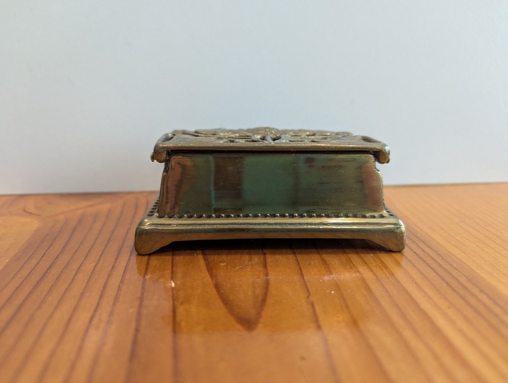 Vintage Solid Brass Sunflower Double Roll Postage Stamp Holder Desk Organizer
