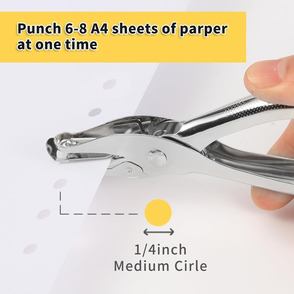 2 PCS Hole Punch,1/4 Inch Single Puncher with 8-Sheet Silver
