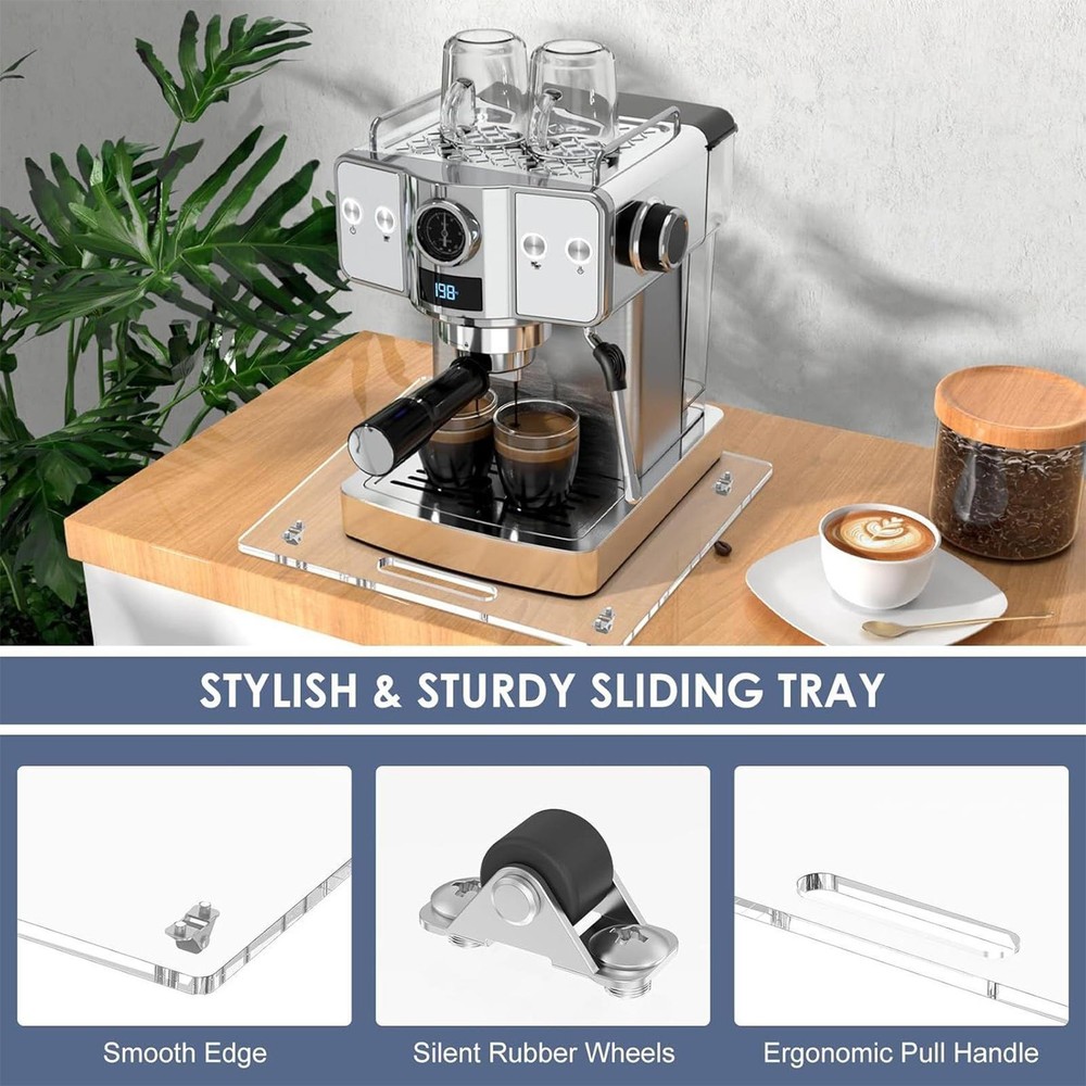 Sliding Tray For Coffee Maker Acrylic Coffee Maker Slider With Rubber Impart