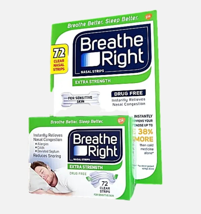 Breathe Right Extra Strength Nasal Strips 72 CLEAR Strips