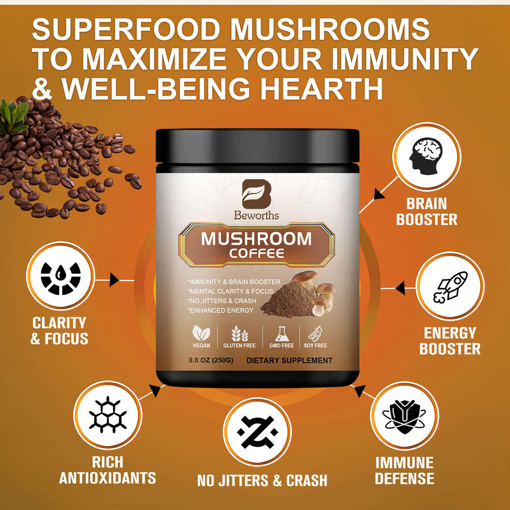 Lions Mane Mushroom Coffee Powder - Brain & Memory Support ,Cognitive Support