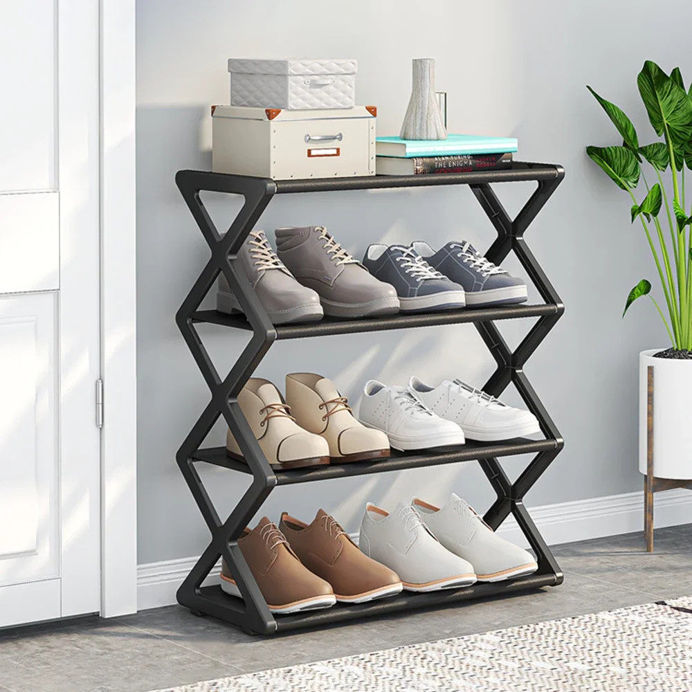 4Layer X-Type Shoe Rack Space Saving Multi Layered for Porch Living Room
