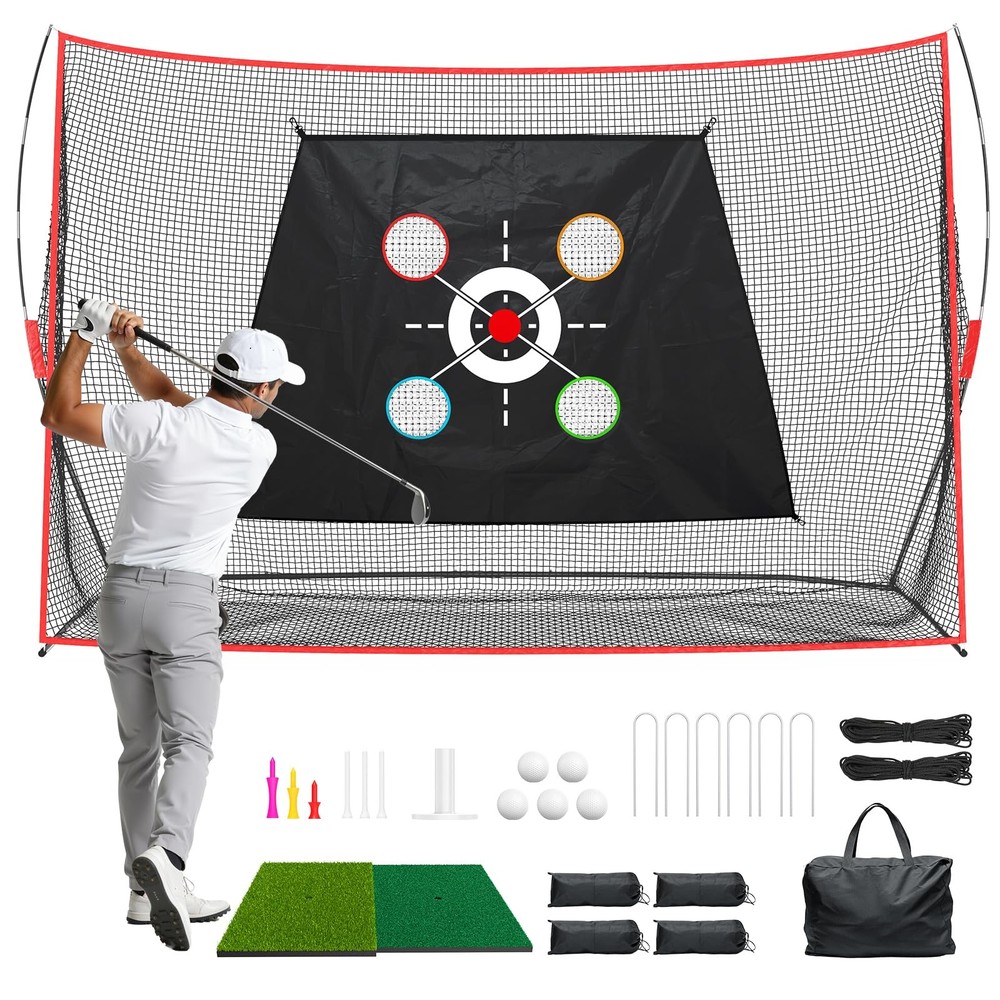 Golf Hitting Net 10x7FT with Mat & Target - Professional Training for Backyard