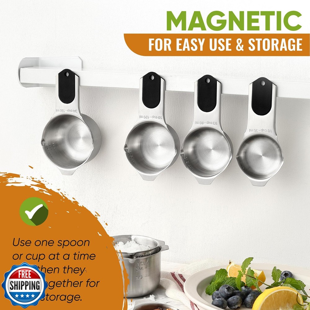 Spring Chef Magnetic Measuring Cups and Spoons Set, Patented, Str