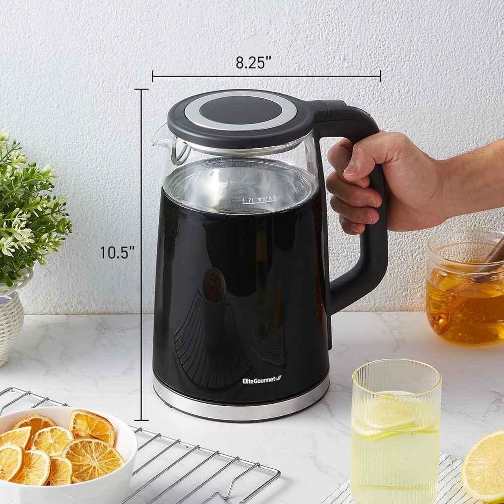 1.7L Dual Wall Cool Touch Electric Tea Kettle Programmed Digital Touchscreen